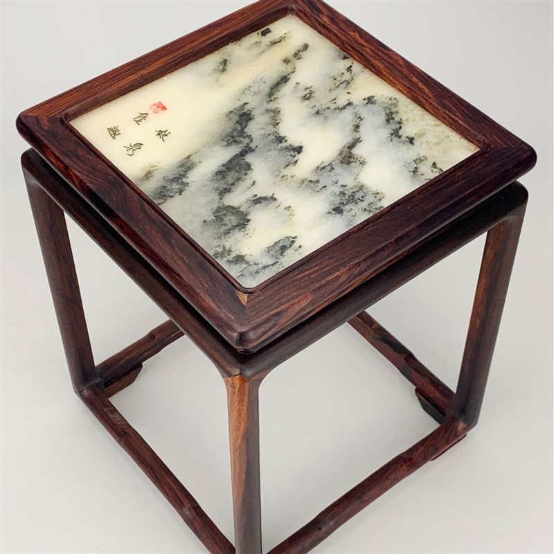 红酸枝微凹黄檀云石炕几r红木工艺品盆景奇石底座摆件支持定 制