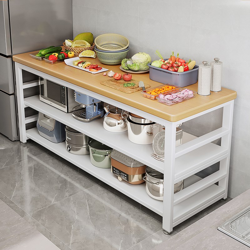 厨房落地多功能置物架切菜桌子微波炉锅具电器多层收纳架家用架子