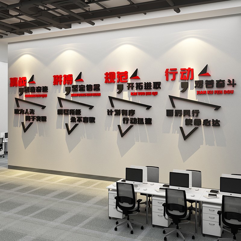 办公室墙面装饰企业文化背景形象团队氛围布置会议高级感励志标语
