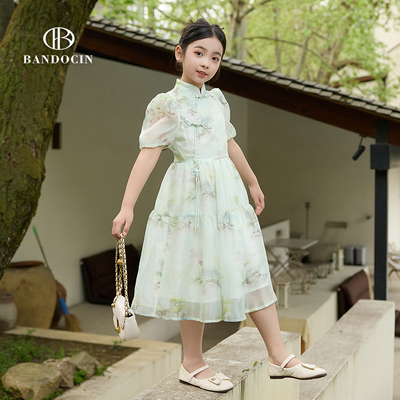 亲子装女童新中式旗袍夏季连衣裙2024新款儿童夏装小女孩汉服裙子