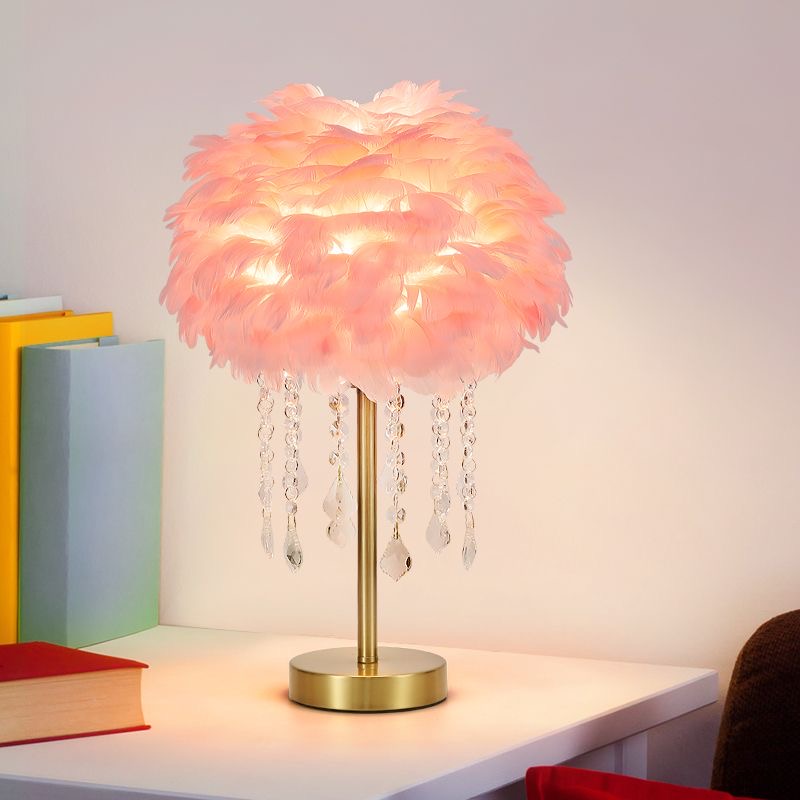 妃饰轻奢水晶羽毛台灯护眼装饰灯