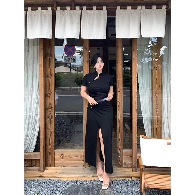 B-babes【春和景明】新中式旗袍气质包臀连衣裙微胖显瘦开叉长裙,女装/女士精品,旗袍,淘宝优惠券,粉丝福利购,淘宝优惠卷