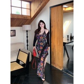 babes 万花间 2025新款 海边度假挂脖法式 碎花薄纱连衣裙女夏