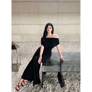 微胖连衣裙露肩修身 那般往昔 收腰包臀裙遮肚藏肉裙子 babes