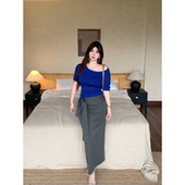 云染绘梦 babes 设计感绑带高腰垂感半身裙气质百搭显瘦长裙