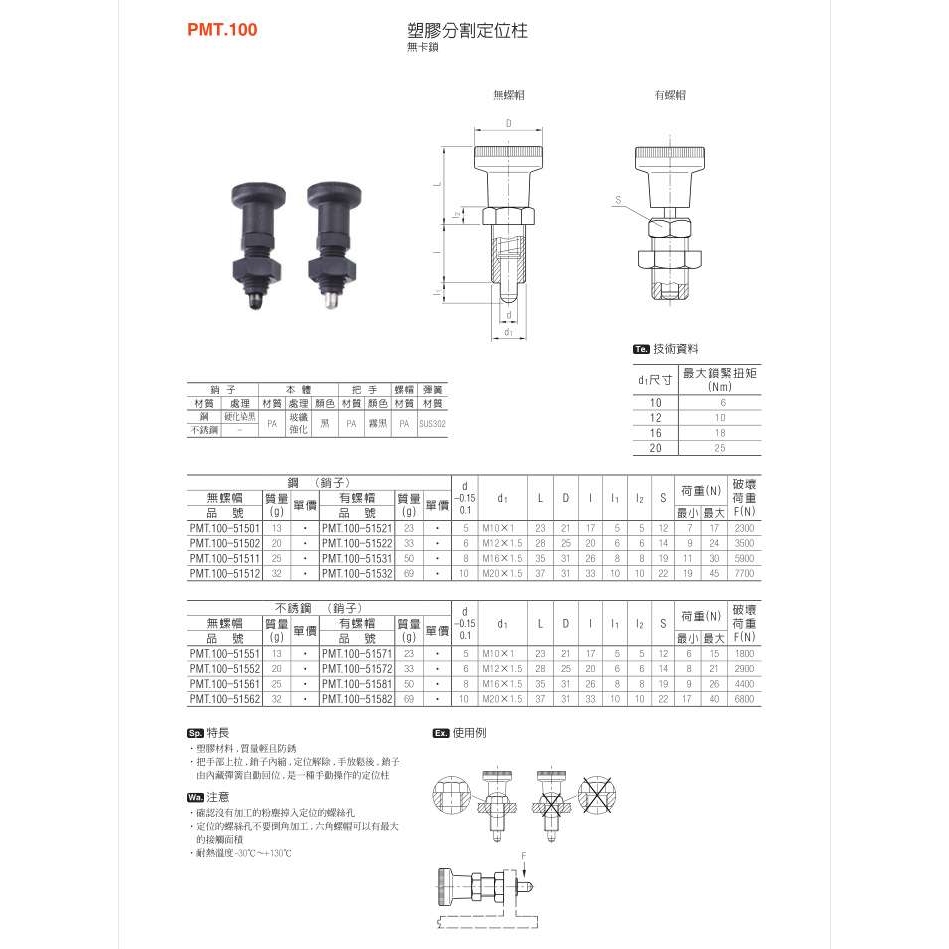 塑胶分割定位柱(无卡锁)PMT.100