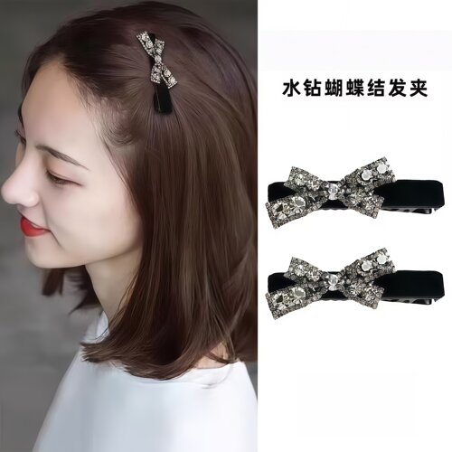 复古灰钻重工蝴蝶结法式发夹