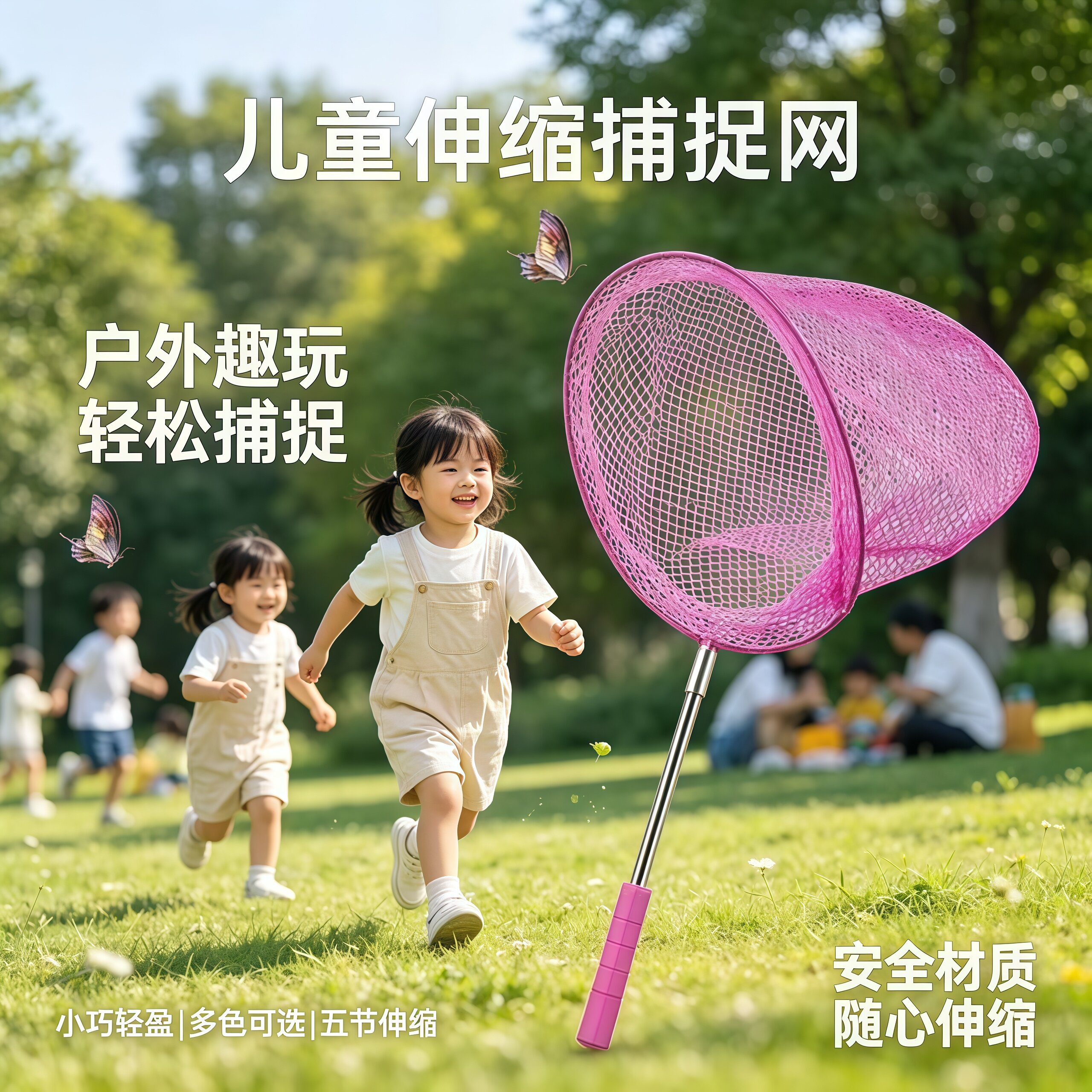 儿童户外折叠伸缩抄网捕鱼抓蝶