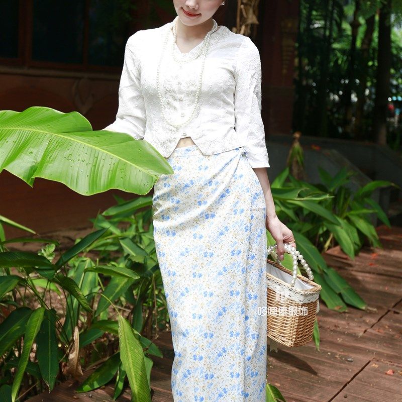 西双版纳旅游穿搭傣族服饰套装女高品质轻夏季透气上衣春秋长裙