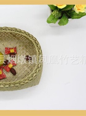 收纳筐复古竹编桌面小竹篮鸡蛋茶道竹篓J水果竹筐篓手工竹编篮茶