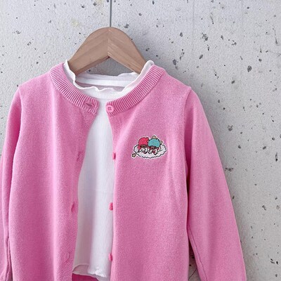 儿童纯棉针织开衫2024新款春秋薄款毛衣卡通刺绣圆领女童洋气外套