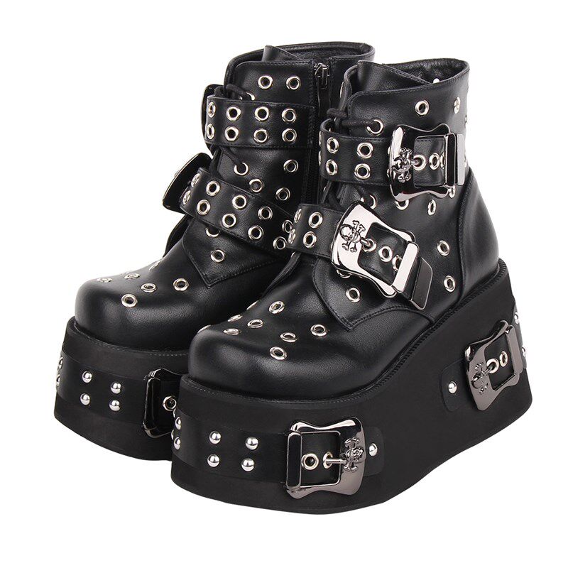 2022夏季新品超高跟10CM圆头透气镂空打孔厚底松V糕短靴 558