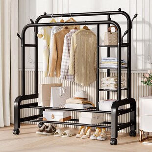 简易室内宿舍移动晒凉衣帽架子晾衣架落地家用卧室挂衣服折叠单杆