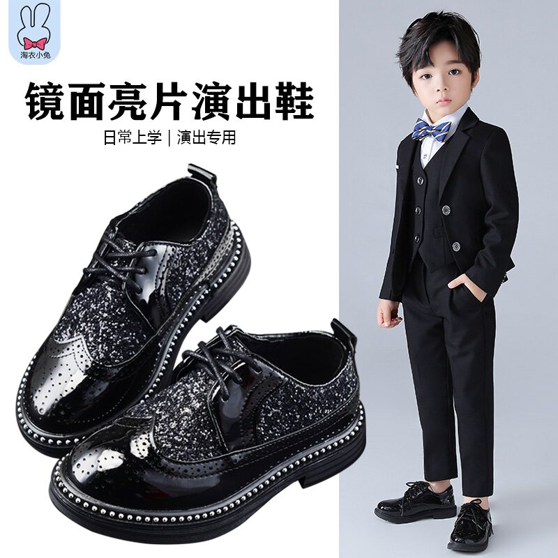 男童皮鞋春秋亮面英m伦儿童花童走秀钢琴演出鞋学校主持表演鞋复