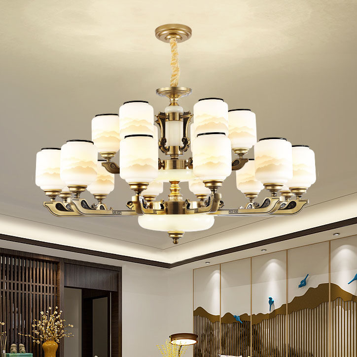 新中式吊灯客厅现代简约中国风禅意防尘密封灯罩大气家用餐厅卧室,家装灯饰光源,餐厅吊灯,淘宝优惠券,粉丝福利购,淘宝优惠卷