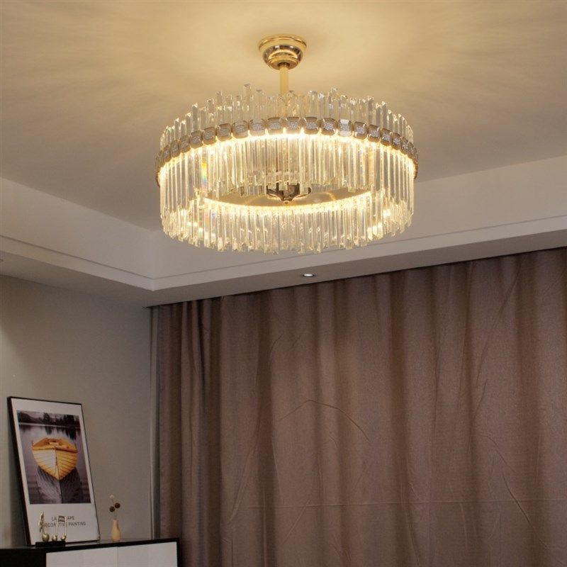 现代轻奢智能餐厅水晶风扇灯铜电机配智能语音控制配遥控器,家装灯饰光源,风扇灯,淘宝优惠券,粉丝福利购,淘宝优惠卷