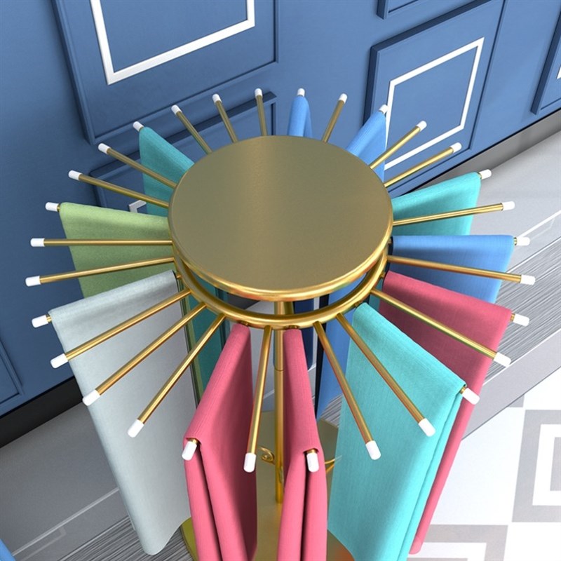 可旋转圆形升降毛巾收p纳展架丝巾围巾架子展示架服装店简约陈列