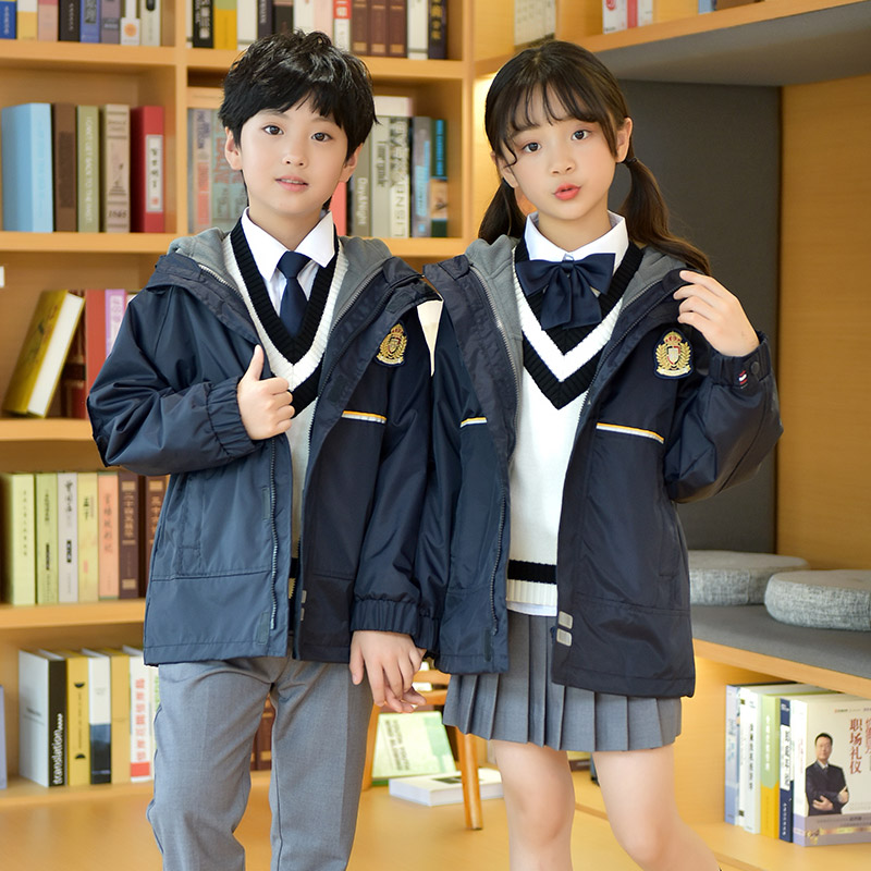 幼儿园园服春秋冬季英伦学院风男女童F装班服外套小学生冲锋衣校