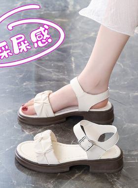 2024夏季新款凉鞋女学生韩版z平底大童少女高中生初中学生平跟女