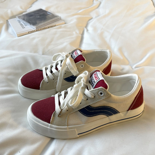 方鱼鹿 翻毛皮低帮帆布鞋女2023春季新款百搭情侣款学生低帮滑板