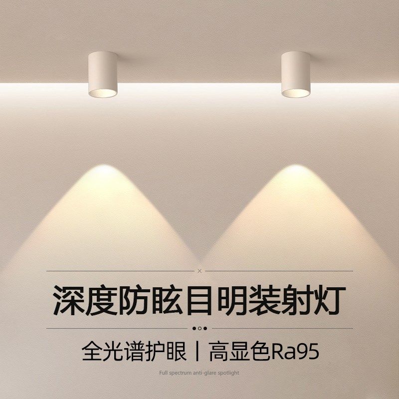 全光谱小山丘明装射灯家用客厅洗墙灯吸顶式防眩筒灯氛围感无主灯,家装灯饰光源,明装射灯,淘宝优惠券,粉丝福利购,淘宝优惠卷