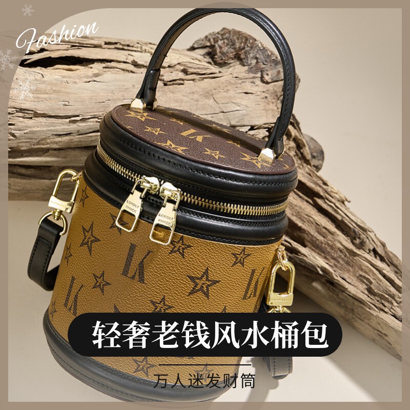 轻奢老钱风老花圆筒包