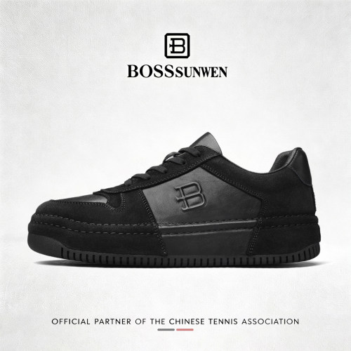 BOSSSUNWEN牛皮厚底轻奢板鞋男