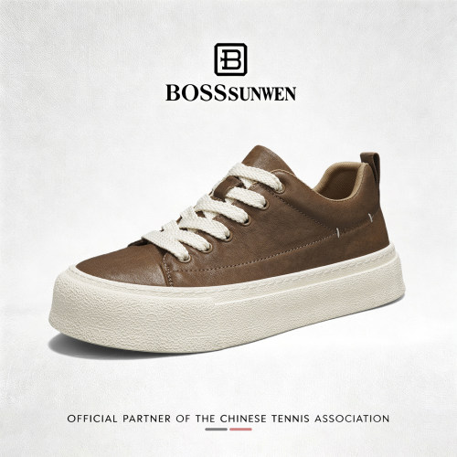 BOSSSUNWEN真皮厚底男士板鞋