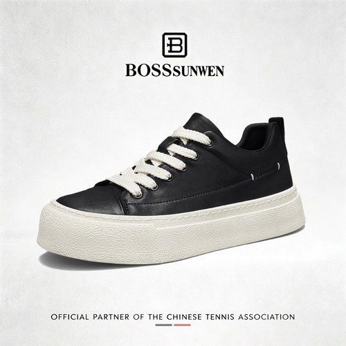 BOSSSUNWEN真皮厚底男士板鞋