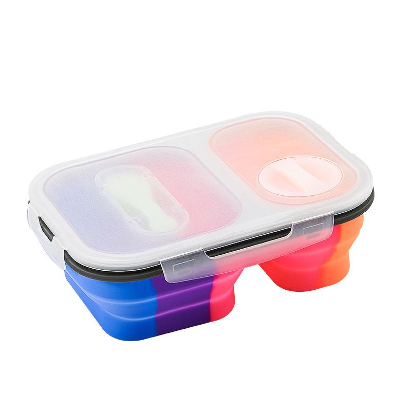 折叠保鲜盒长方形分格饭盒 便携密封餐盒保温饭盒微波炉便当盒