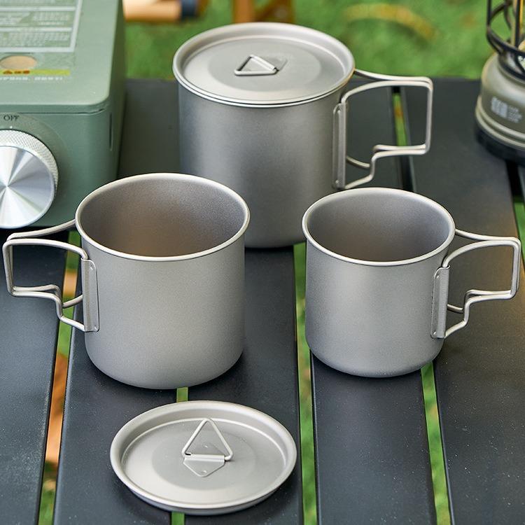 纯钛水杯单层折叠钛杯办公室泡茶咖啡杯钛合金户外便携露营马克杯