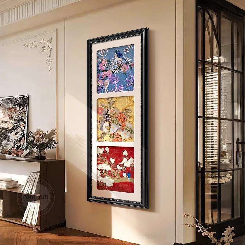 新中式挂花玄FM871113关柜装饰画2025新款客厅壁画鸟美式中斗古走