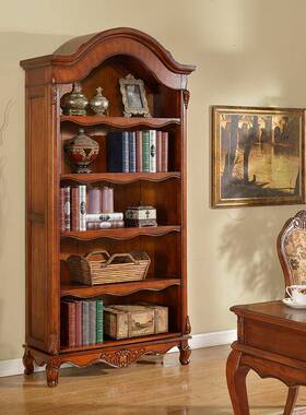 ZG-81910美式全木书实柜落地厅书房书欧式客简约架书橱学生儿童收