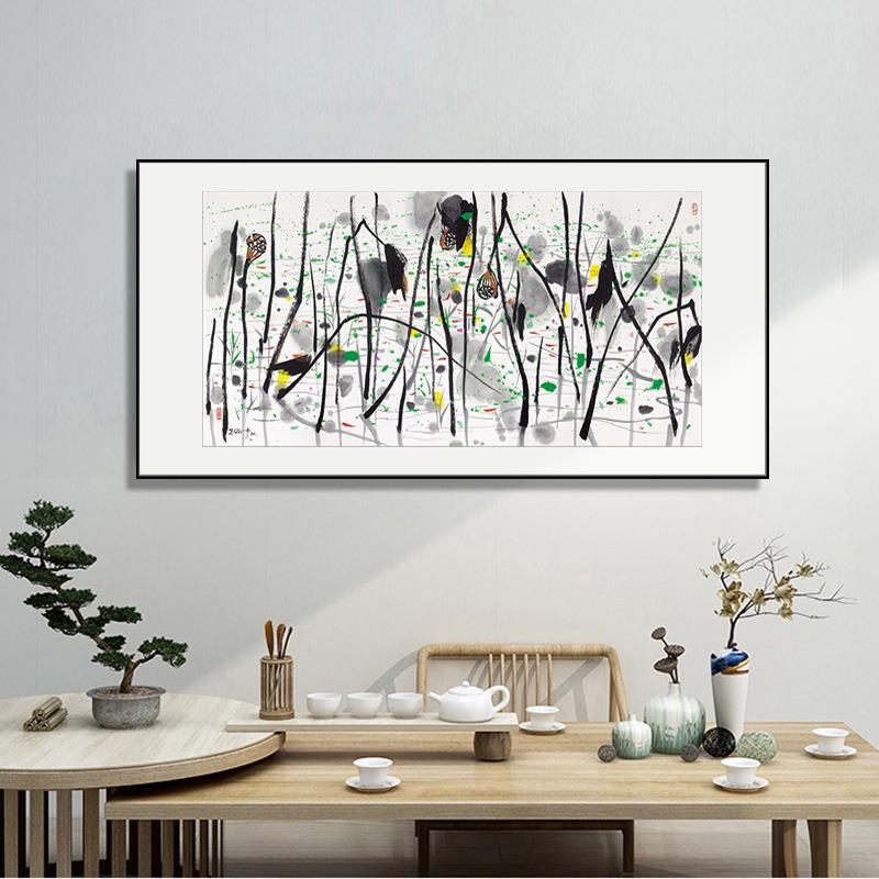 荷塘装饰画景客厅挂玄关沙发背入B-5-12户画吴中冠中名画复刻式国