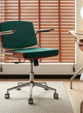 实木久柏林转椅家用QOC复古风背舒适坐靠椅古升降网红书房休闲中