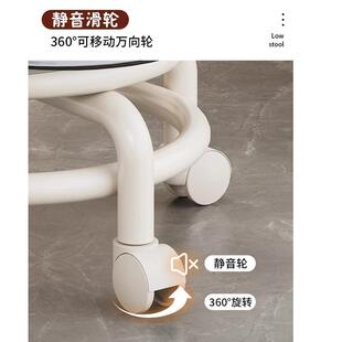 亚克力万向轮小凳子软座滑轮矮凳静音儿童移动椅子家用沙发凳圆凳