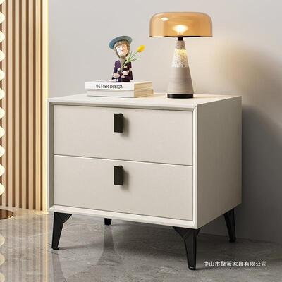 ir柜实NGL木皮质抽屉现代床头简约室储卧物床柜家用边柜轻奢收纳