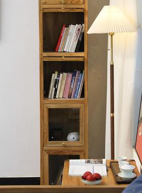 客厅书柜窄柜柜储物子柜文件简约落地玻璃门格防橱尘2024002书置