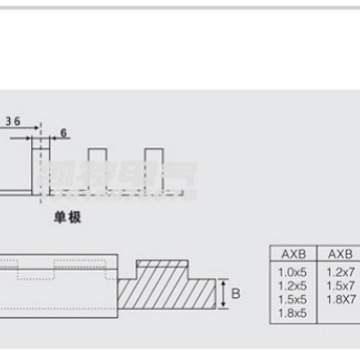 2P200A汇流排 2*17 紫铜原色 36间距DZ47空开连接铜排 接线排