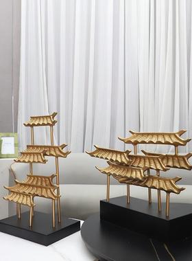 新酒中厅式中国风传关1058统古建筑摆件客书房玄店售楼处家居软装