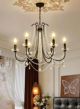 法式黑厅14227色复古客厅灯餐古风中简吊约蜡烛灯大厅主灯美式卧