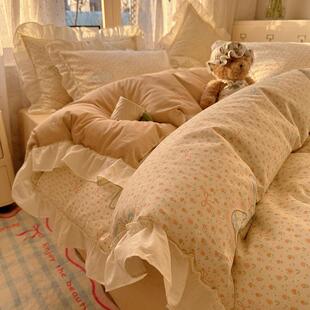 单YHN韩版全花边四套棉公主风床被套纯棉三件套被罩床笠款件床上