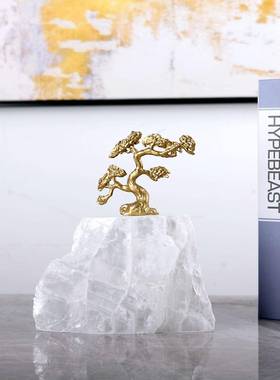 轻迎客松W0203摆件天然石座奢客厅玄关柜样板家间电视柜居装饰底