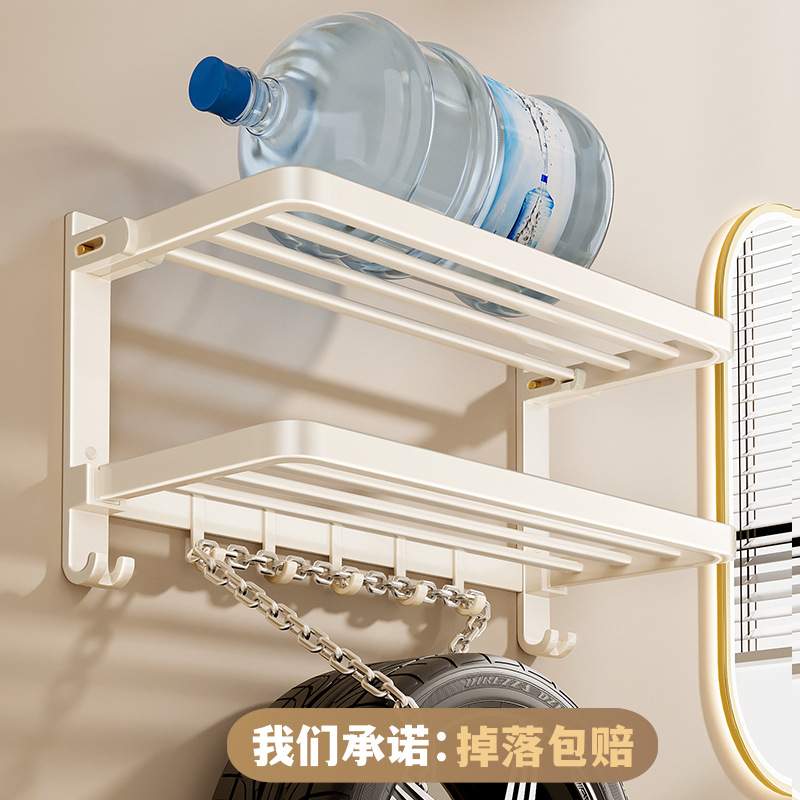 奶油风卫生间毛巾置物架浴室浴巾置物架免打孔太空铝可折叠毛巾架