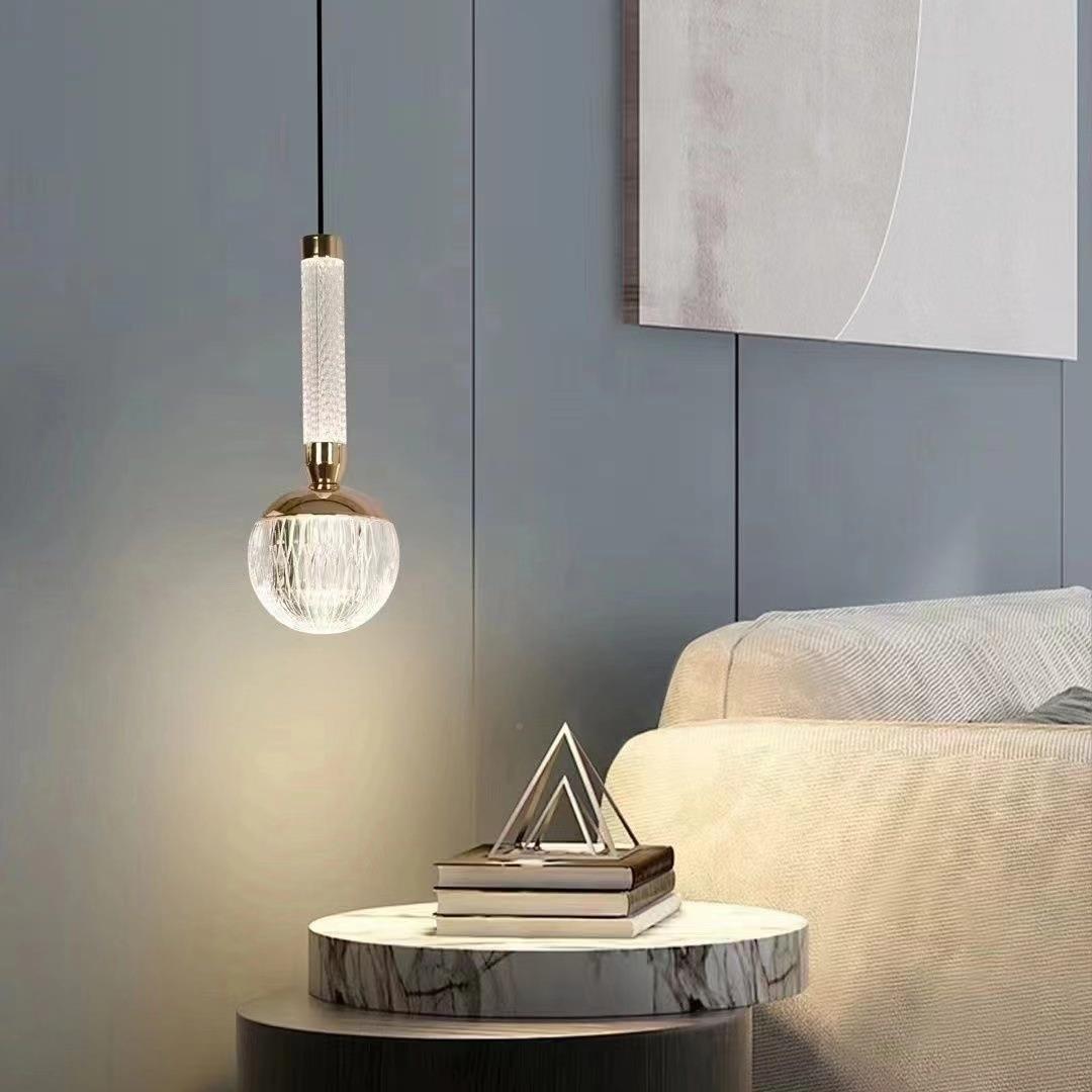 新头871款轻奢卧室床卧吊灯现代简饰约圆形装创意艺术单个主长线