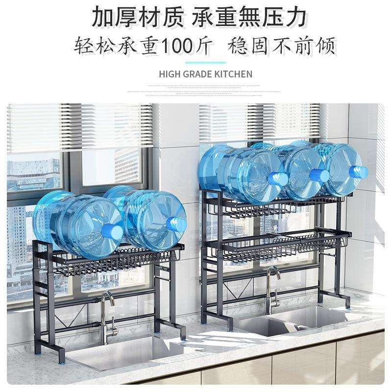 厨房水槽上方置物架洗碗池碟沥水架可缩滤水伸碗收M008C架轻奢碗