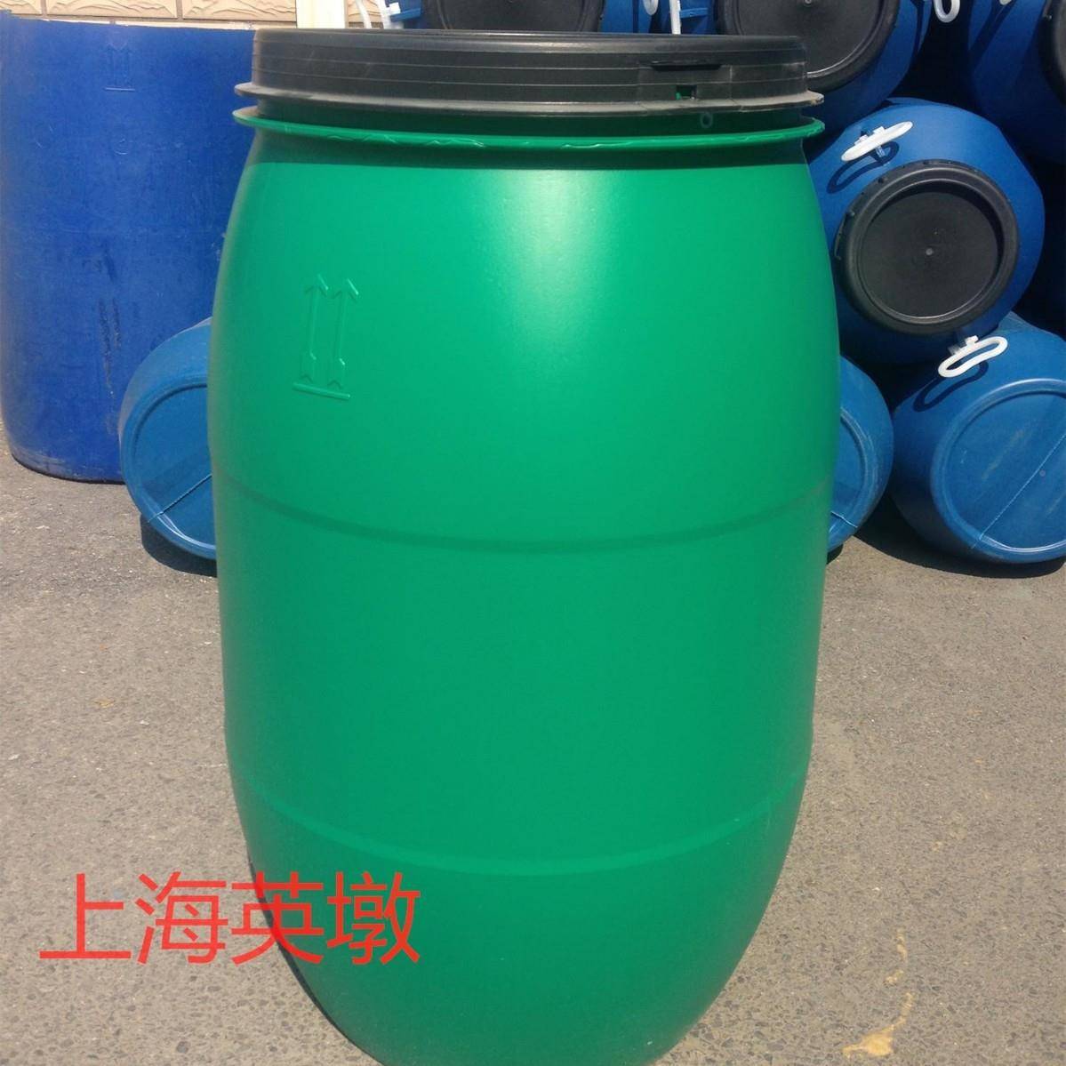 120L塑桶化工大口桶1JUZ25K绿桶法兰G桶耐酸料耐抱箍桶130碱公斤