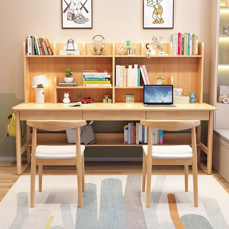 实木儿童学习双人书桌长条桌孩家用写桌字桌中小孩学生男FJX9125#