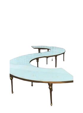 行自由拼接摆放S圆形半月形不锈钢婚庆大桌国外宴会派对圆婚MNB礼