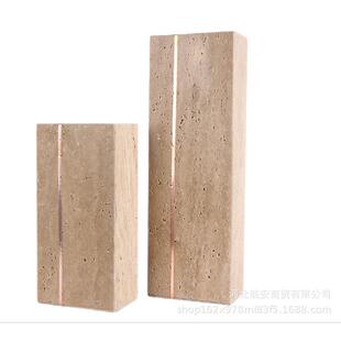 现代简约创意几大理石花器米黄石花瓶样板售房处桌面NET茶软装楼